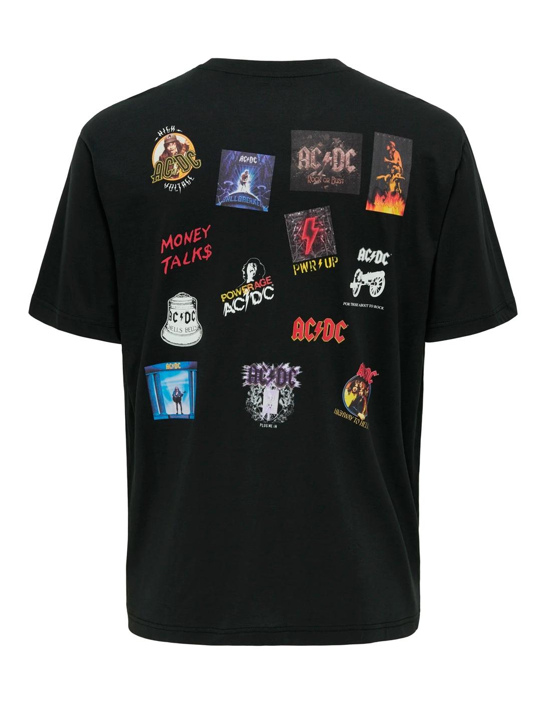 Camiseta Only & Sons ACDC PATCHES negro