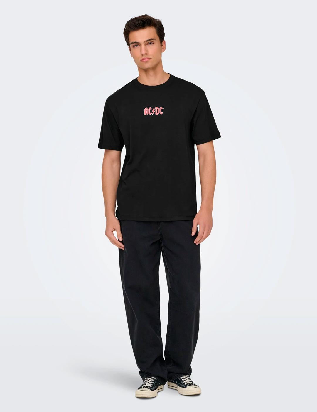 Camiseta Only & Sons ACDC PATCHES negro