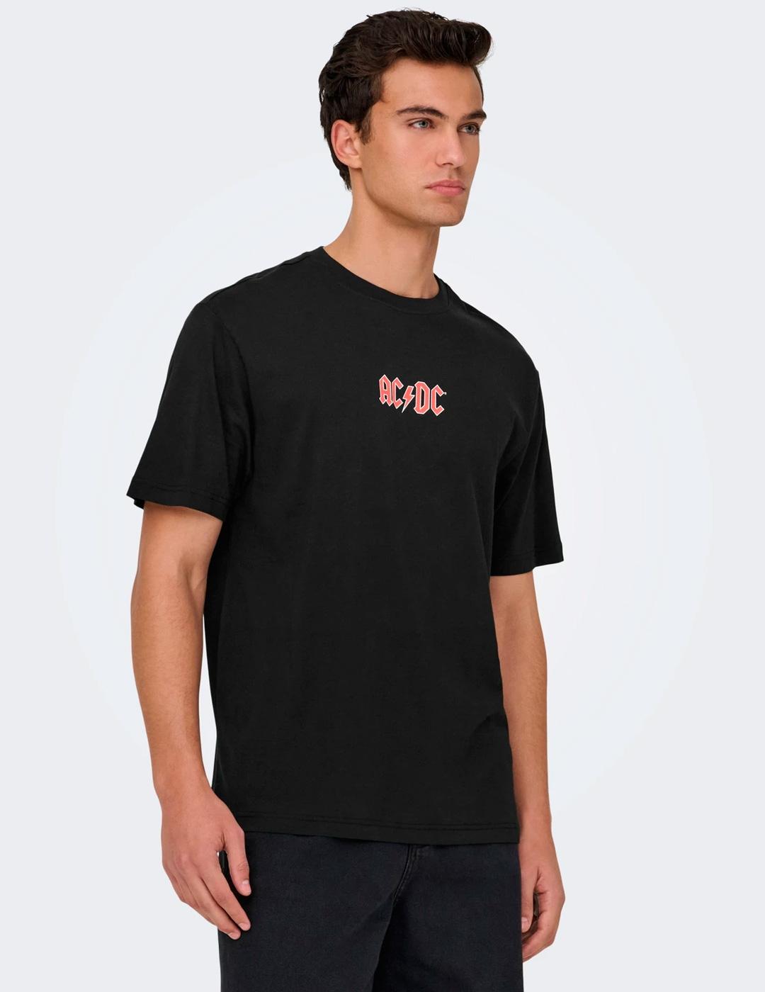 Camiseta Only & Sons ACDC PATCHES negro