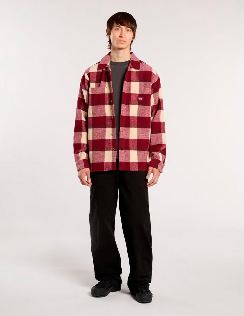 Camisa Dickies sobrecamisa COALING granate para hombre