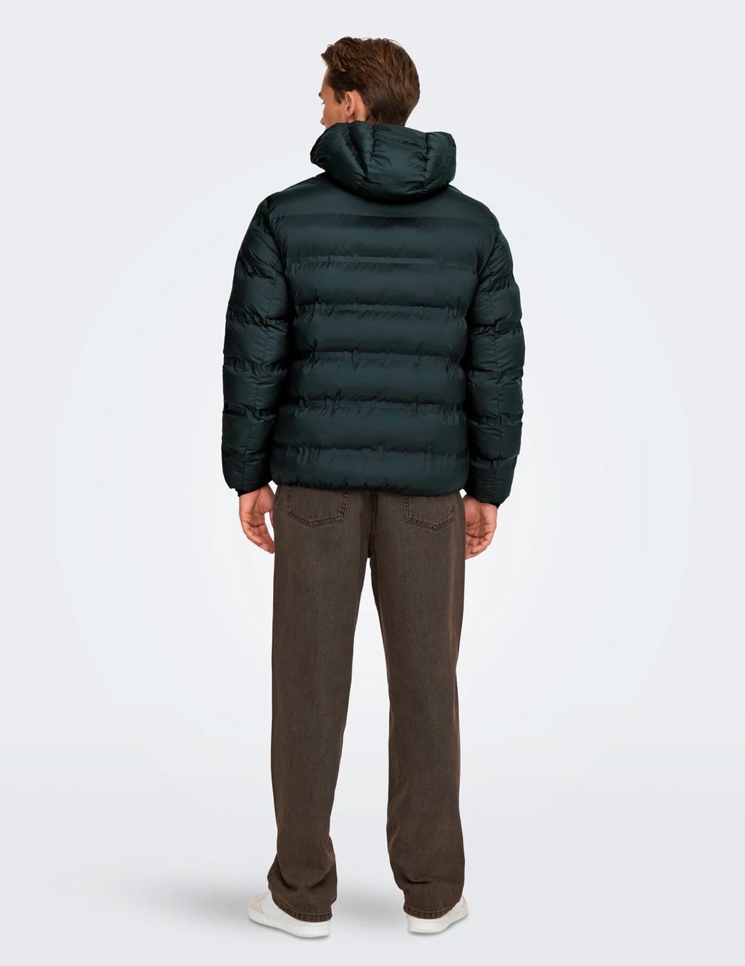 Chaqueta Only & Sons UNION negra con capucha para hombre