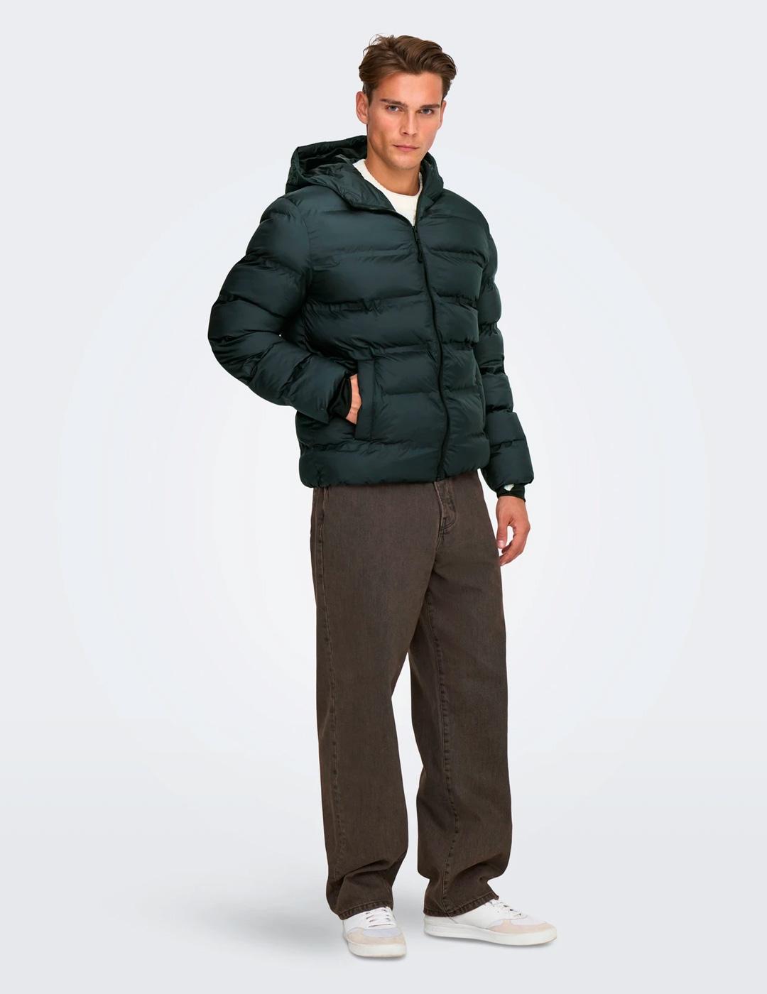 Chaqueta Only & Sons UNION negra con capucha para hombre