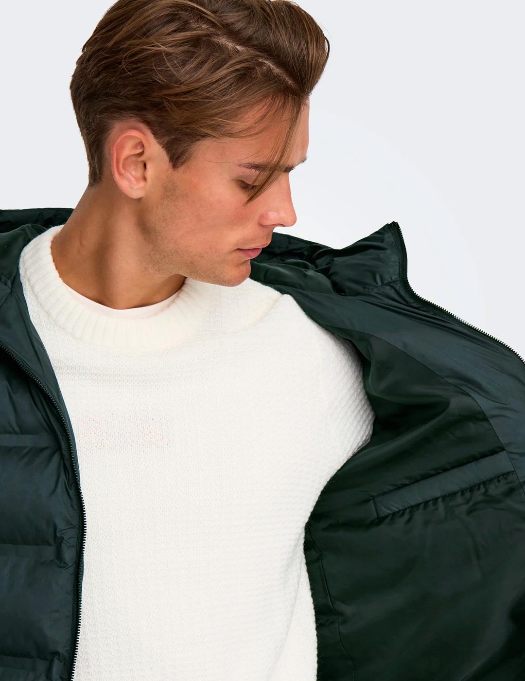 Chaqueta Only & Sons UNION negra con capucha para hombre