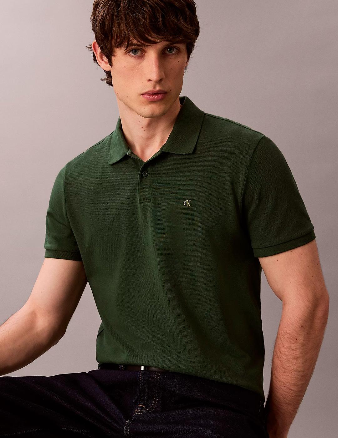 Polo Calvin Klein MONOGRAM pique verde hombre
