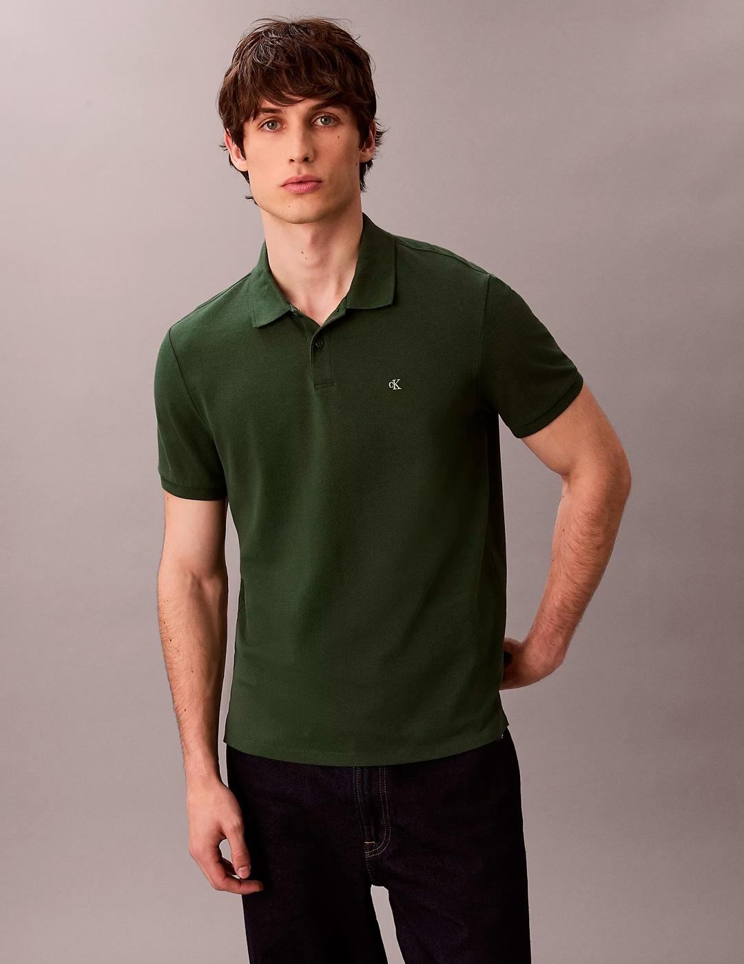 Polo Calvin Klein MONOGRAM pique verde hombre