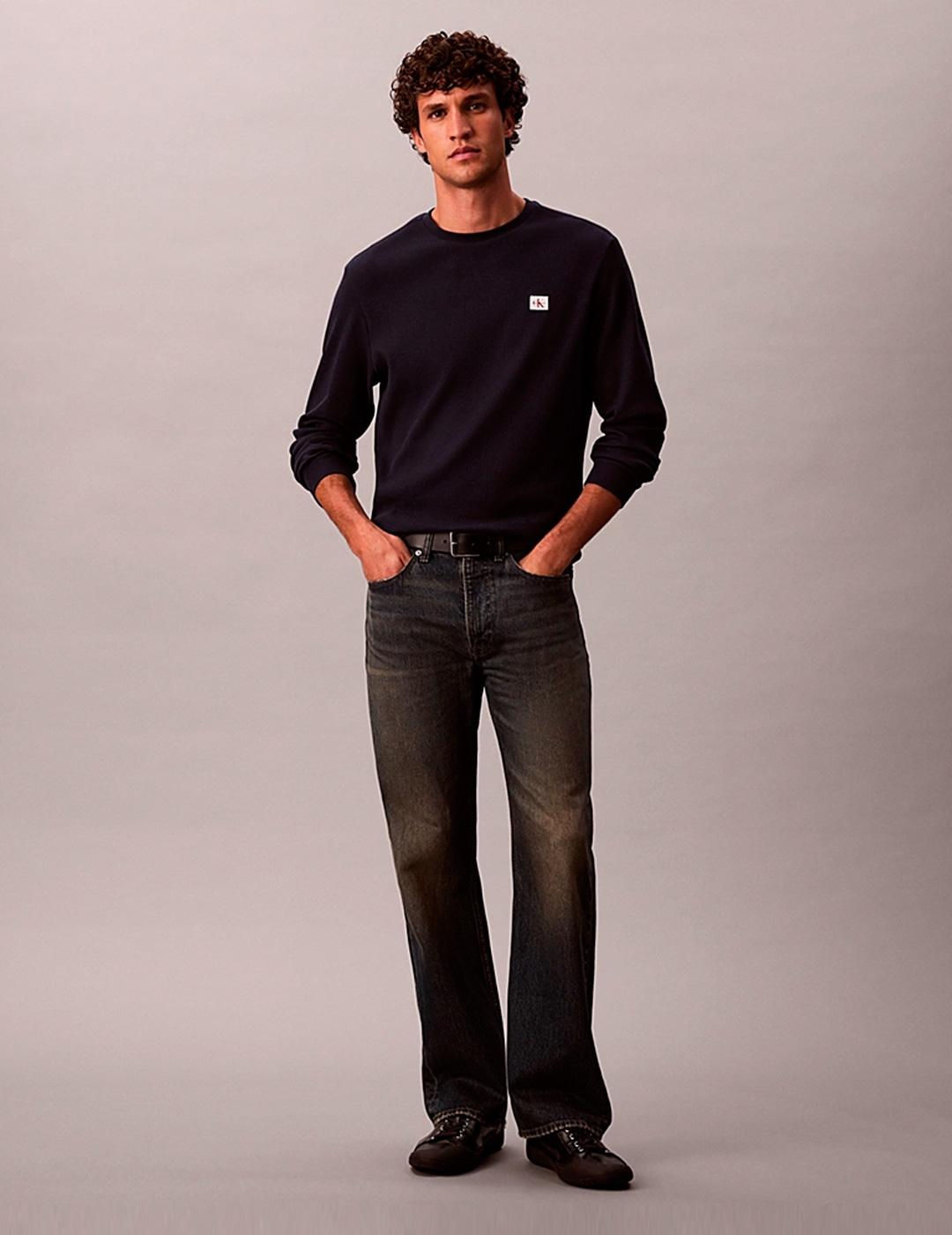 Camiseta Calvin Klein WAFFLE manga larga marino hombre