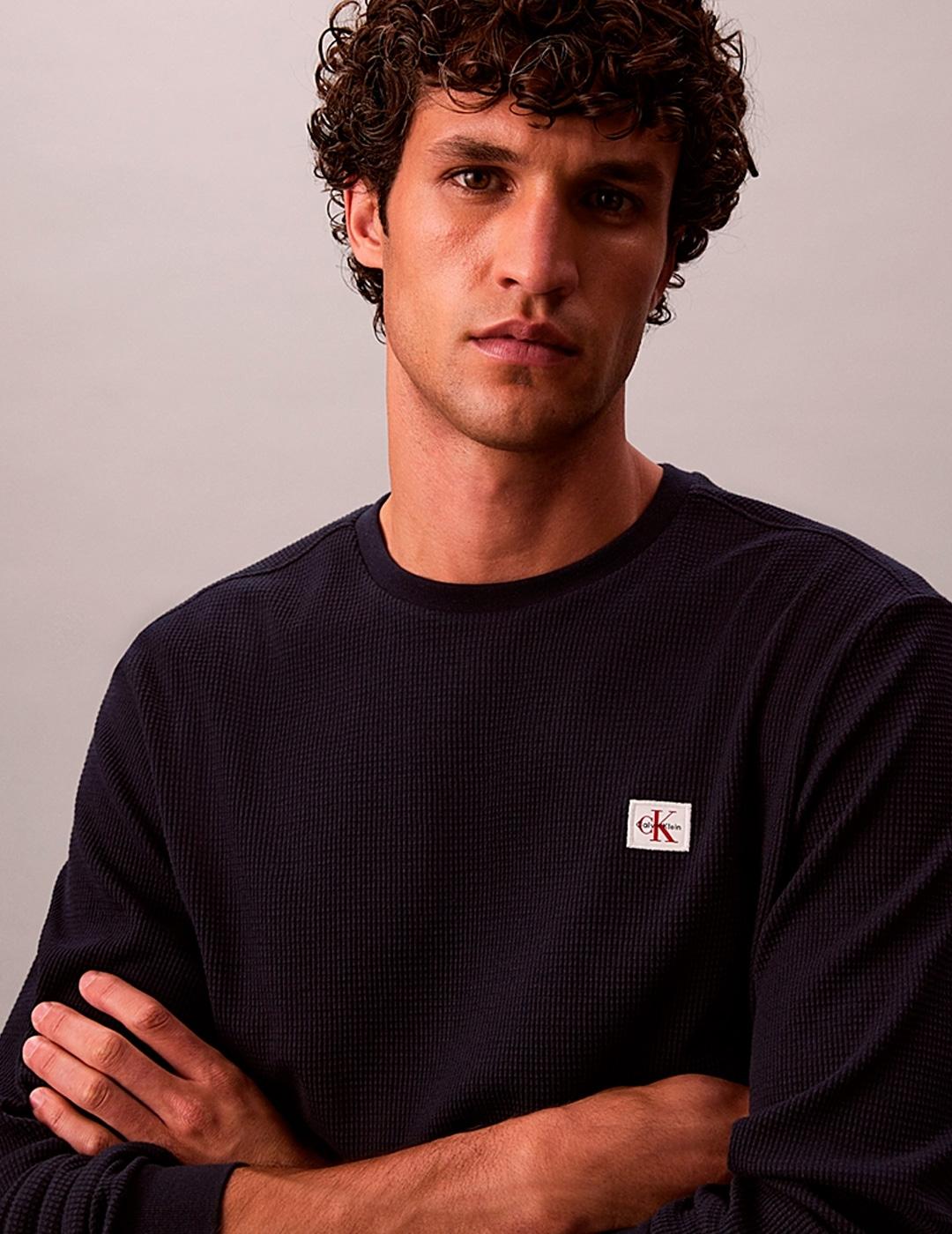 Camiseta Calvin Klein WAFFLE manga larga marino hombre