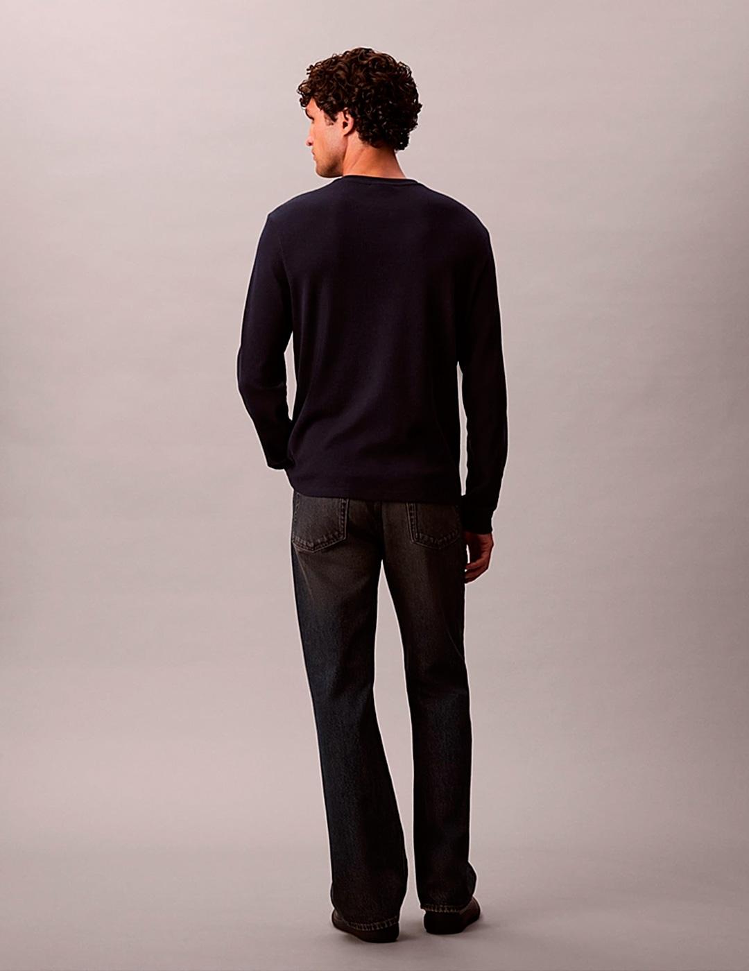 Camiseta Calvin Klein WAFFLE manga larga marino hombre