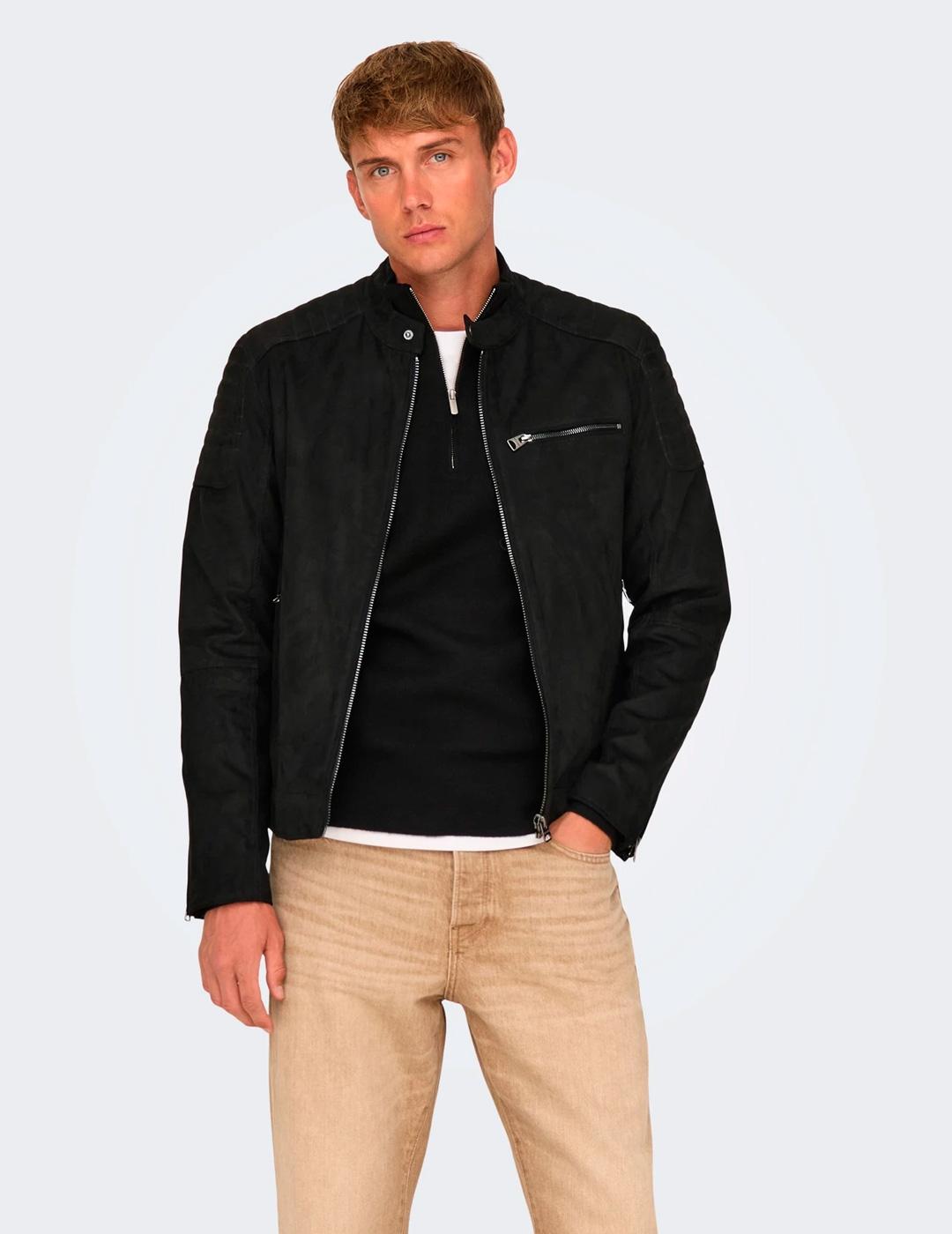 Chaqueta Only & Sons GUS FAUX negro para hombre