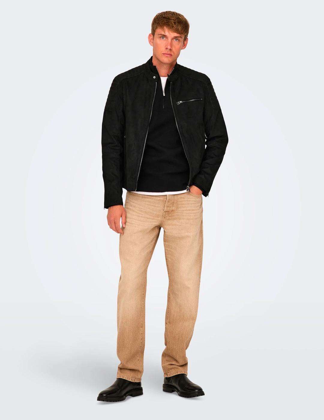 Chaqueta Only & Sons GUS FAUX negro para hombre