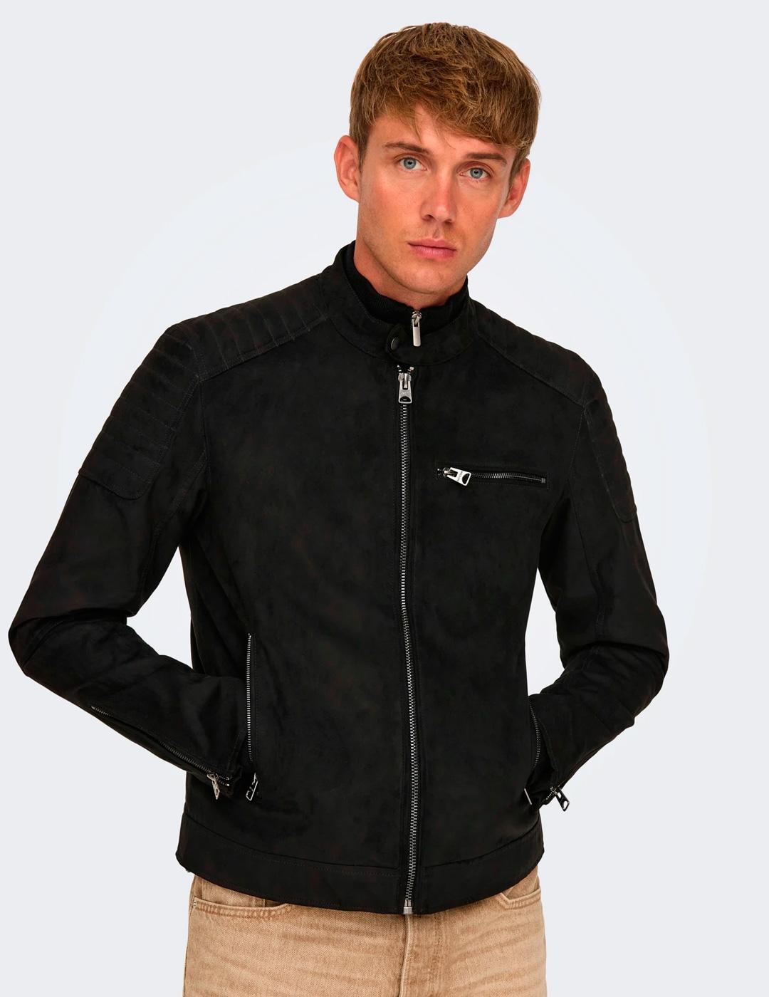 Chaqueta Only & Sons GUS FAUX negro para hombre