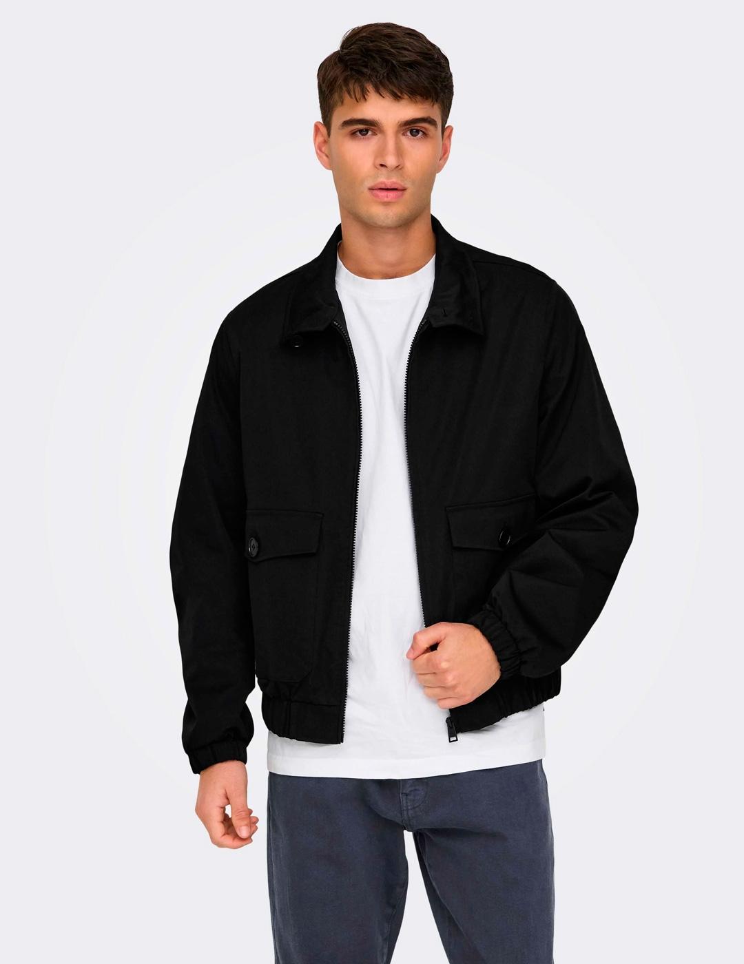 Chaqueta Only & Sons RON HARRINGTON negro para hombre