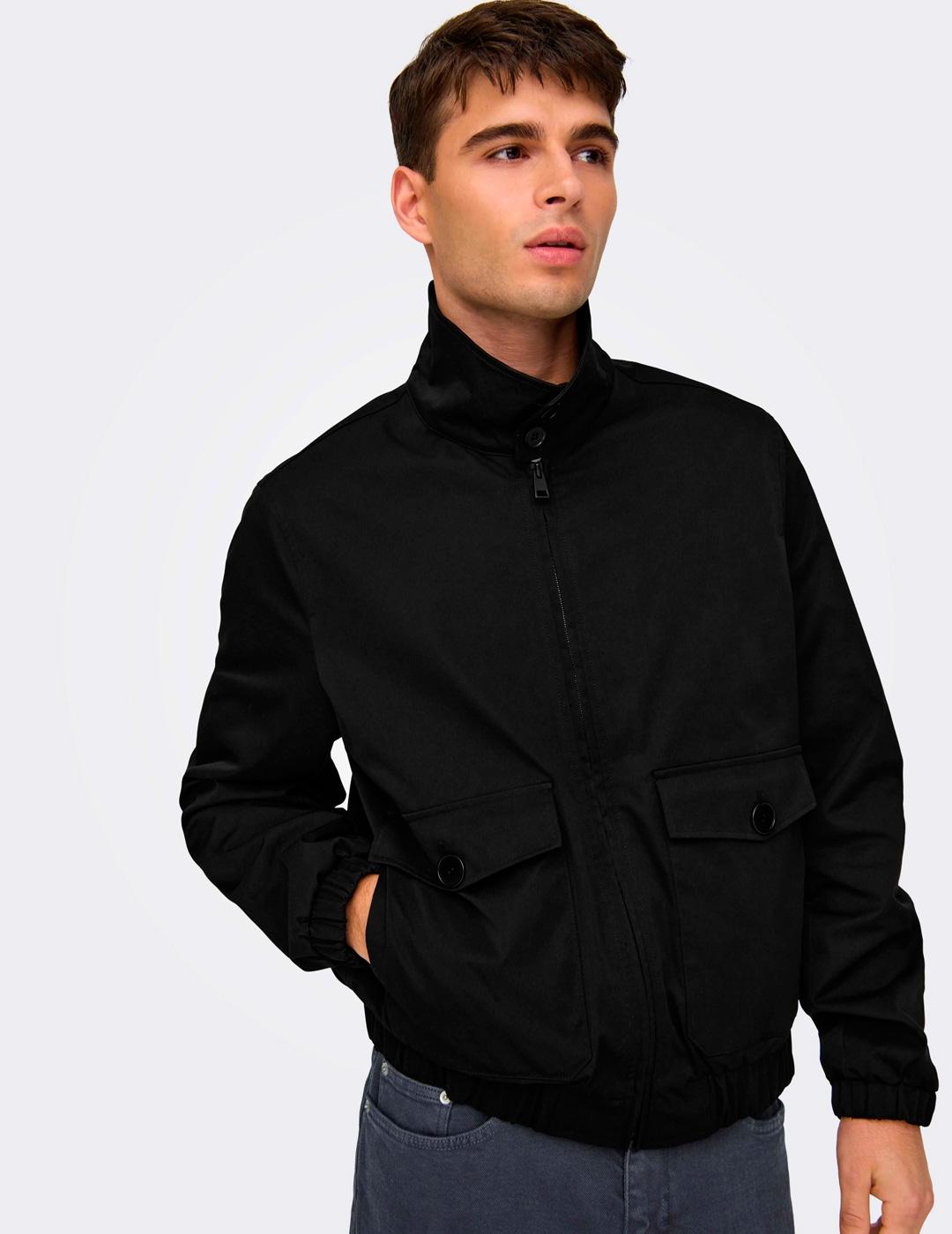 Chaqueta Only & Sons RON HARRINGTON negro para hombre