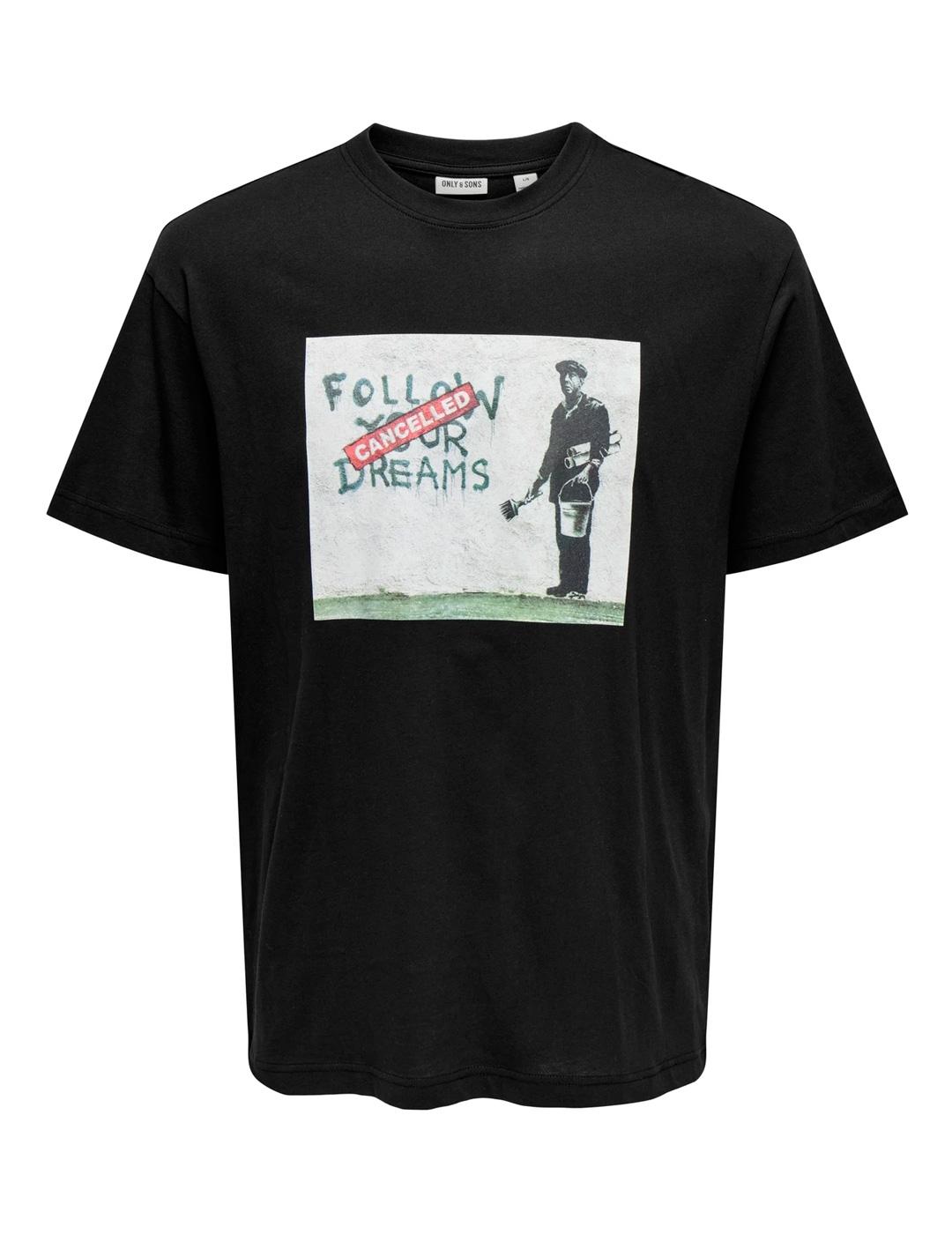 Camiseta Only & Sons BANKSY negro para hombre