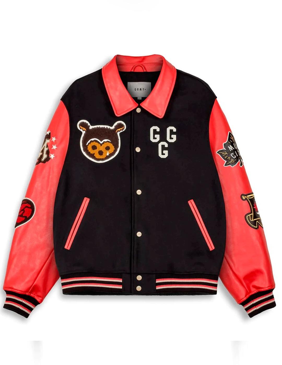 Chaqueta Grimey MUD'S THE RESIDENCE negro rojo unisex