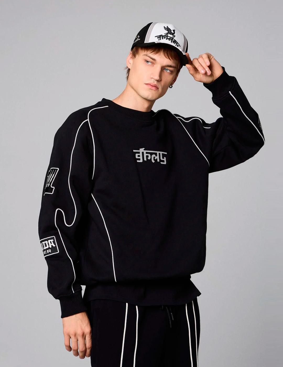 Sudadera Grimey RACE WAR negra para hombre