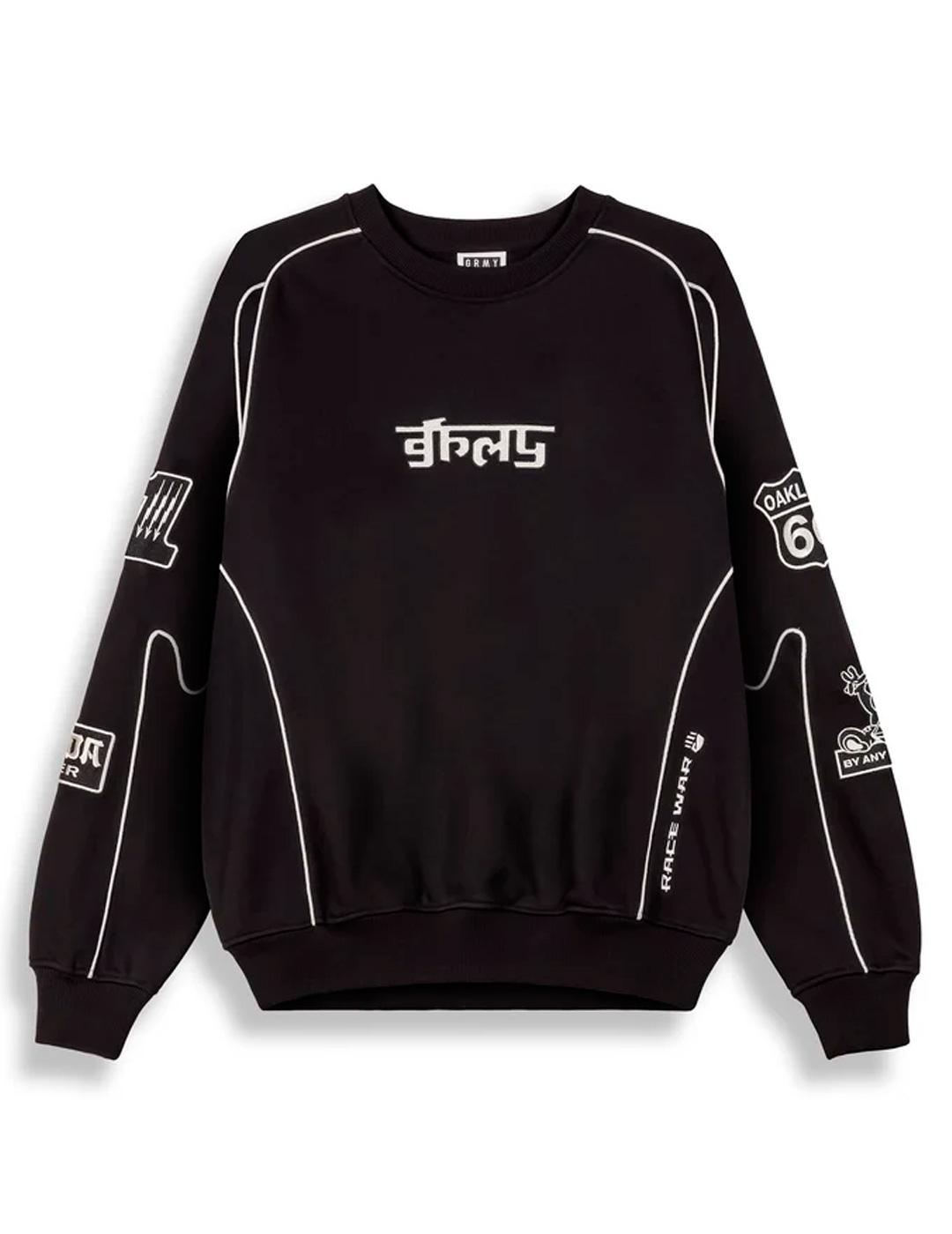 Sudadera Grimey RACE WAR negra para hombre