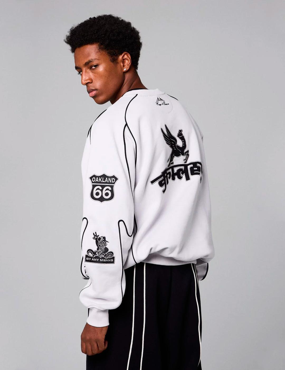 Sudadera Grimey RACE WAR gris claro para hombre