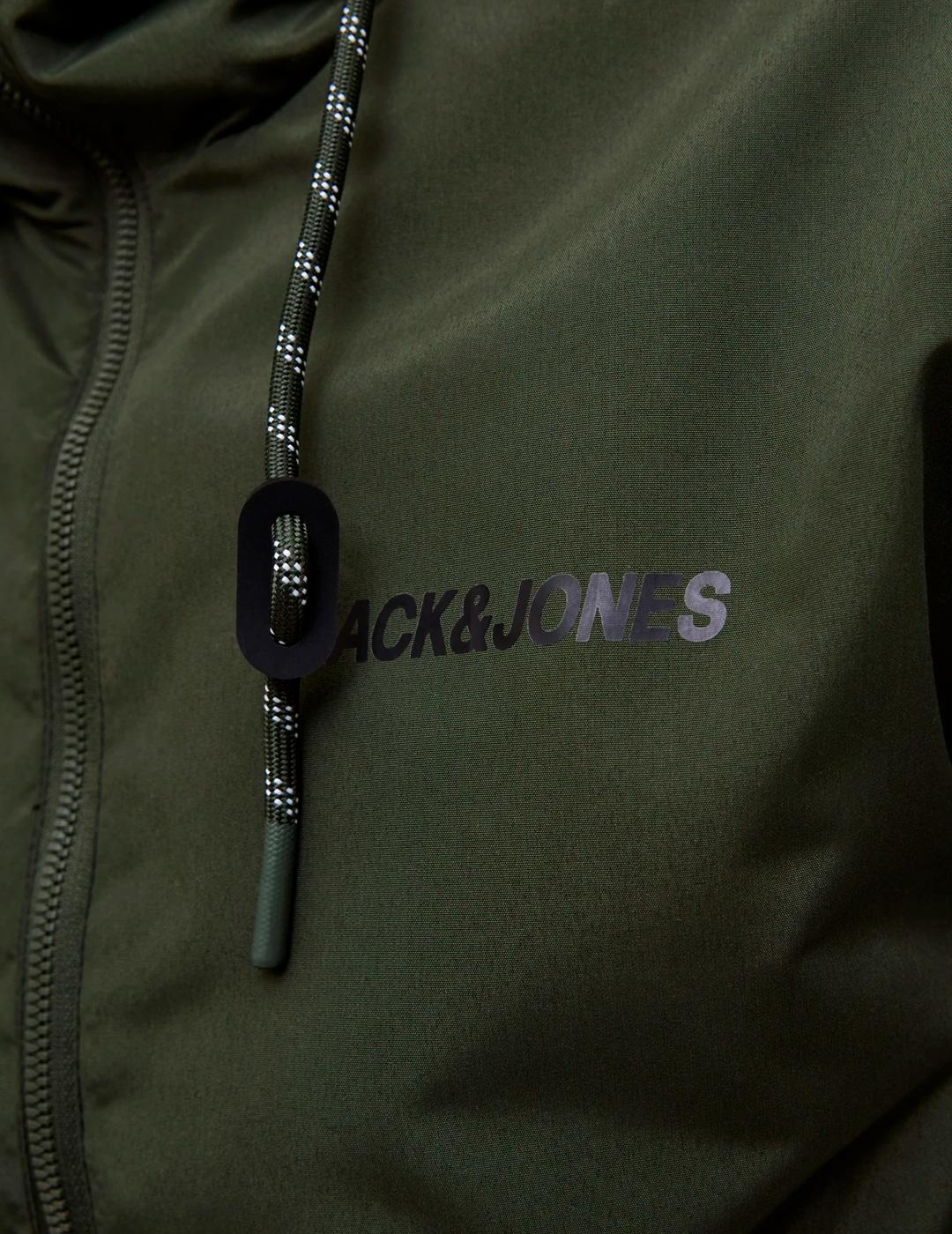 Chaqueta Jack & Jones RUSH bomber verde con capucha