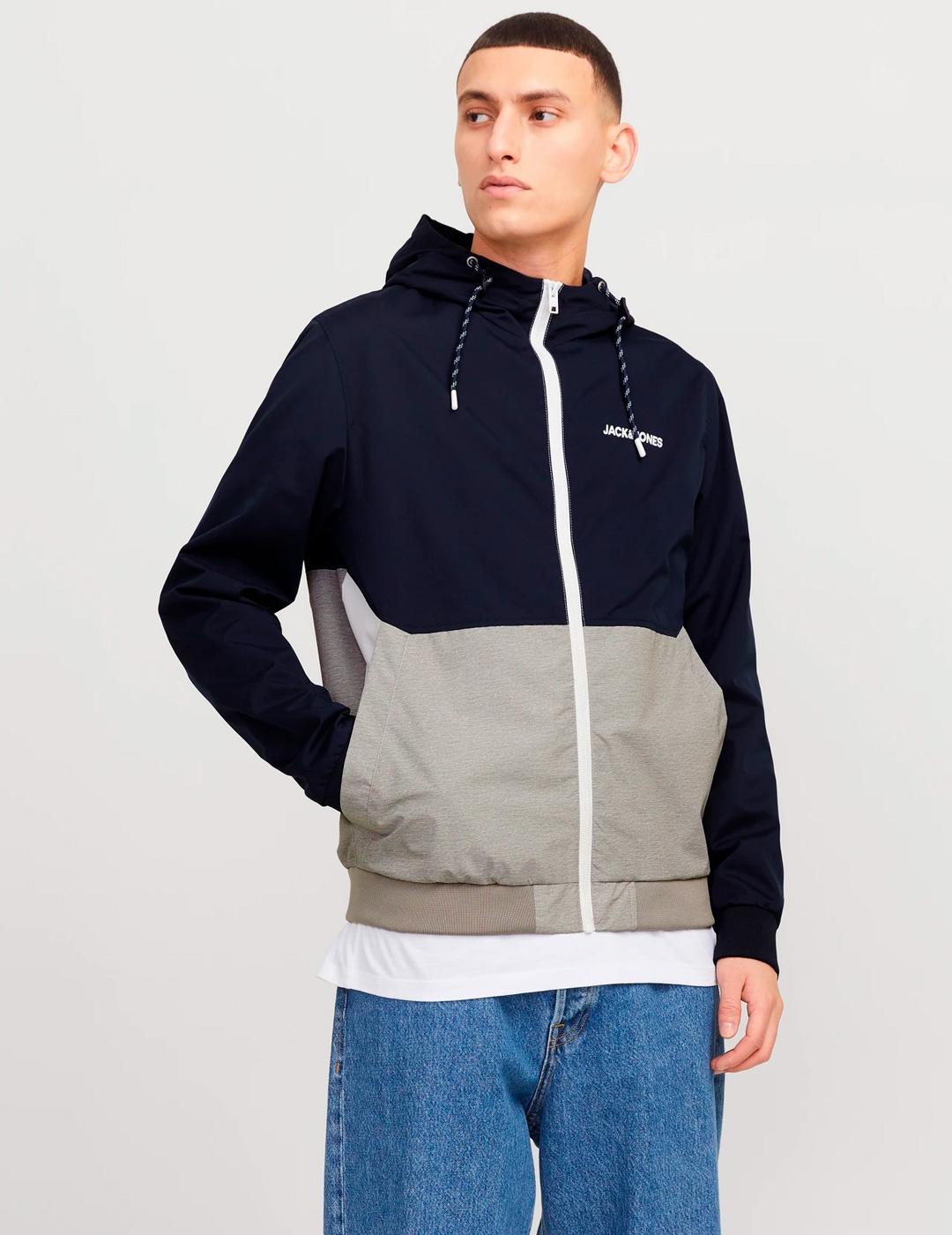 Chaqueta Jack & Jones RUSH bomber marino con capucha