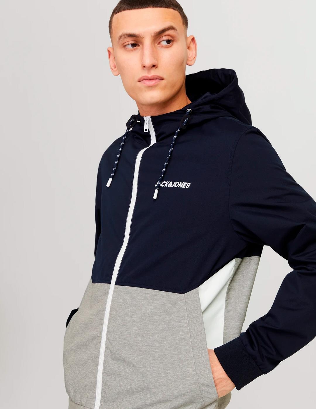 Chaqueta Jack & Jones RUSH bomber marino con capucha