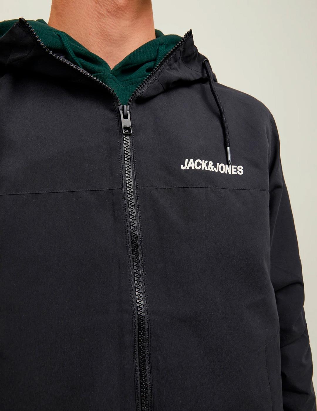 Chaqueta Jack & Jones RUSH bomber negro con capucha