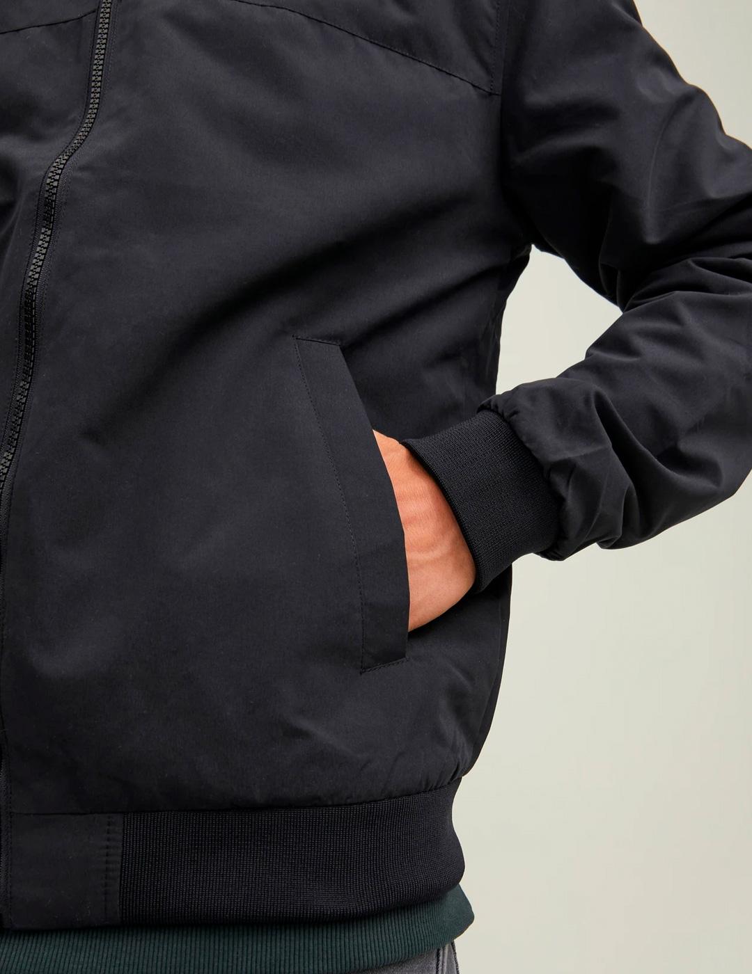 Chaqueta Jack & Jones RUSH bomber negro con capucha