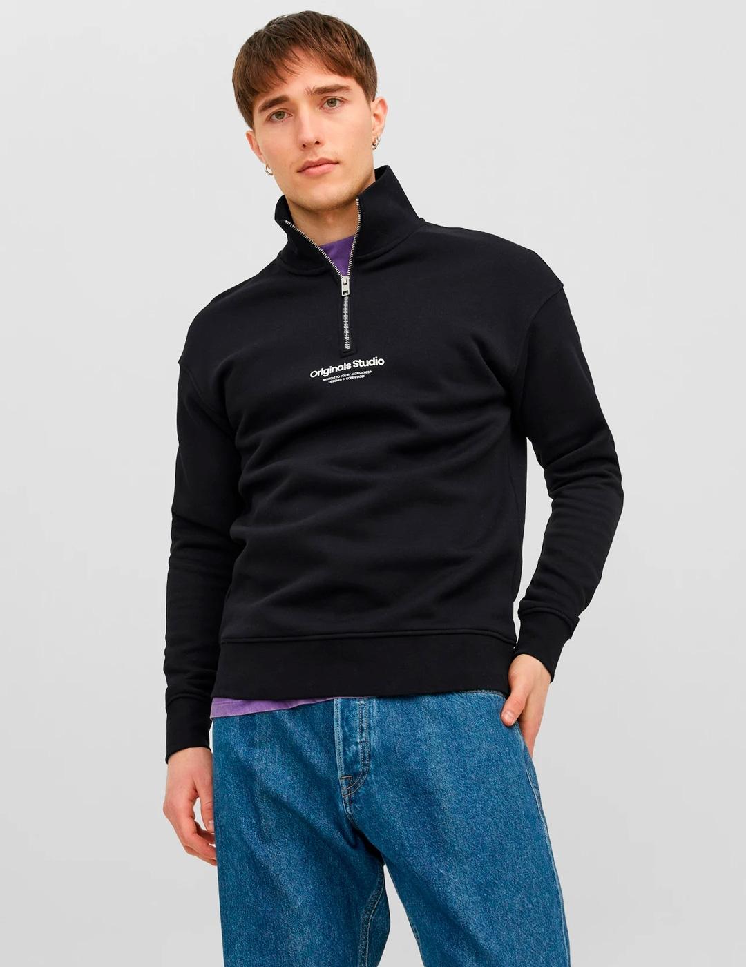 Sudadera Jack & Jones VESTERBRO negra con media cremallera