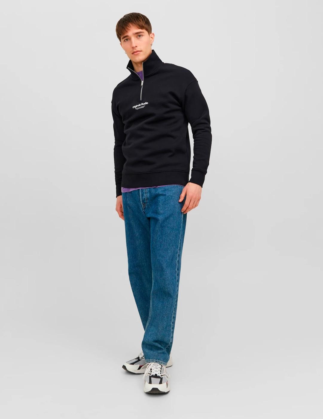 Sudadera Jack & Jones VESTERBRO negra con media cremallera