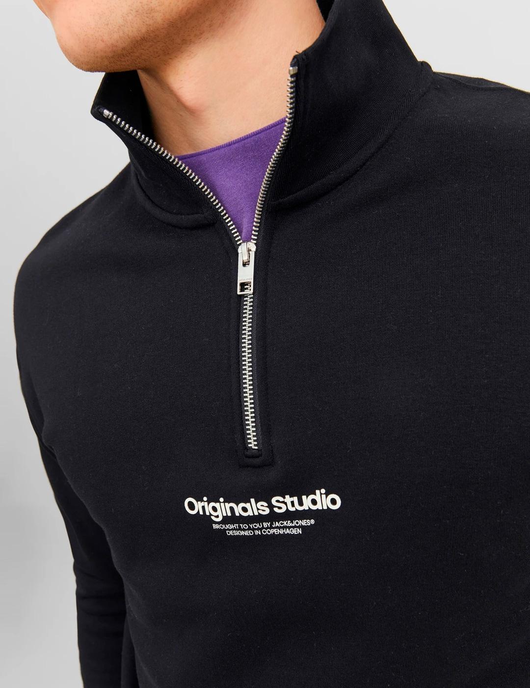Sudadera Jack & Jones VESTERBRO negra con media cremallera