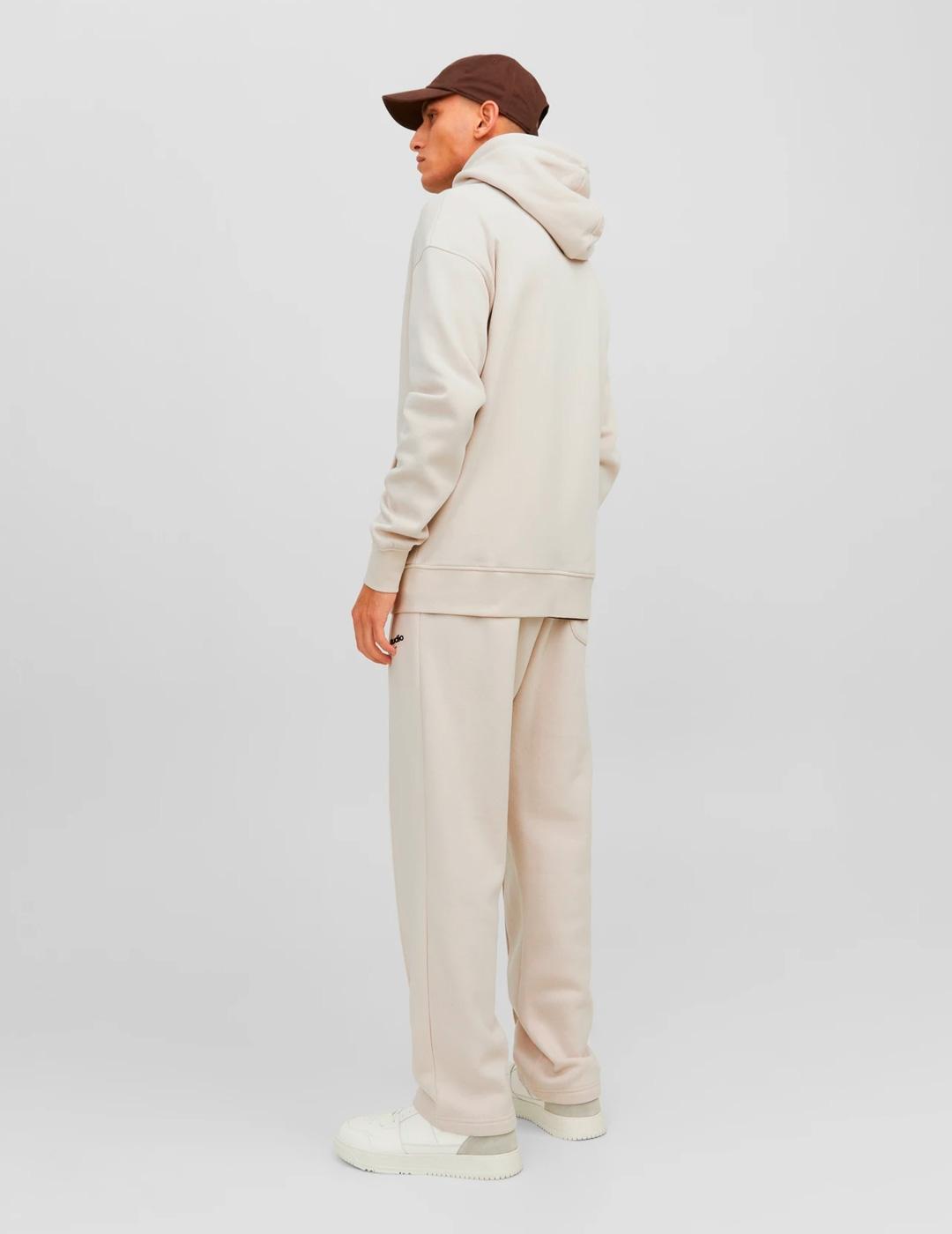 Sudadera Jack & Jones VESTERBRO beige con cremallera