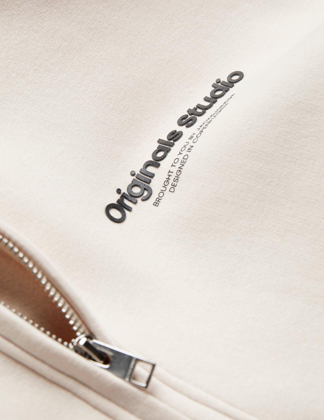 Sudadera Jack & Jones VESTERBRO beige con cremallera