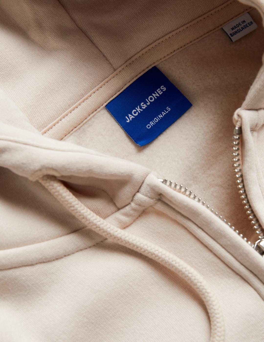 Sudadera Jack & Jones VESTERBRO beige con cremallera