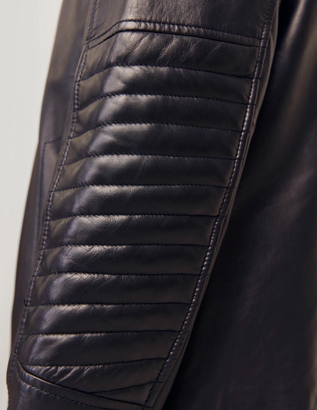 Cazadora Jack & Jones LIAM negra de piel para hombre