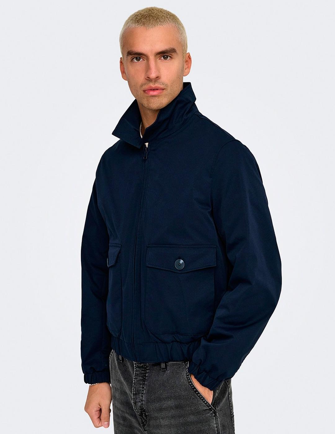 Chaqueta Only & Sons RON HARRINGTON marino para hombre