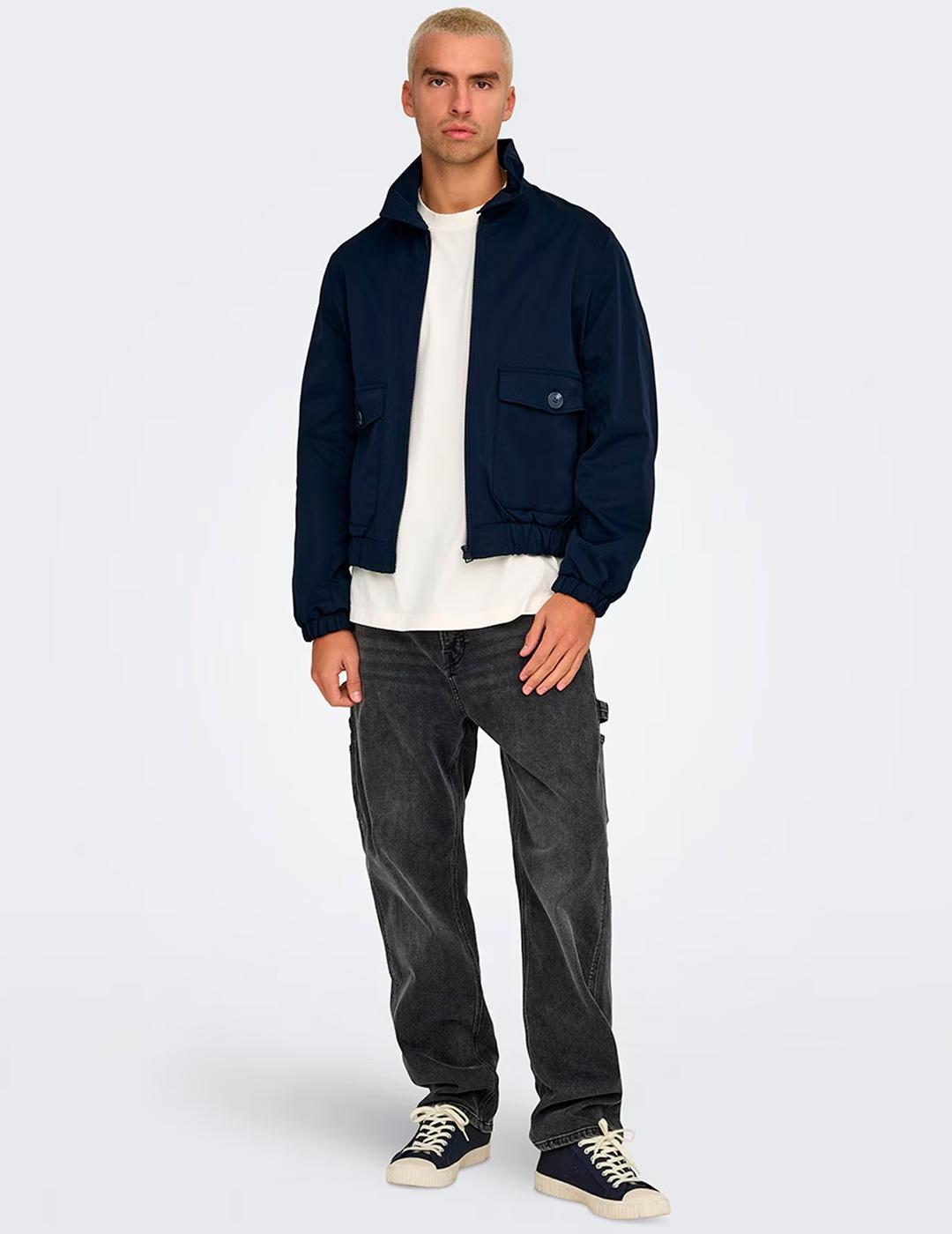 Chaqueta Only & Sons RON HARRINGTON marino para hombre