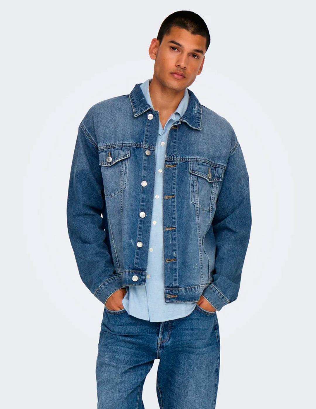 Cazadora vaquera Only & Sons JUST BOX azul denim para hombre