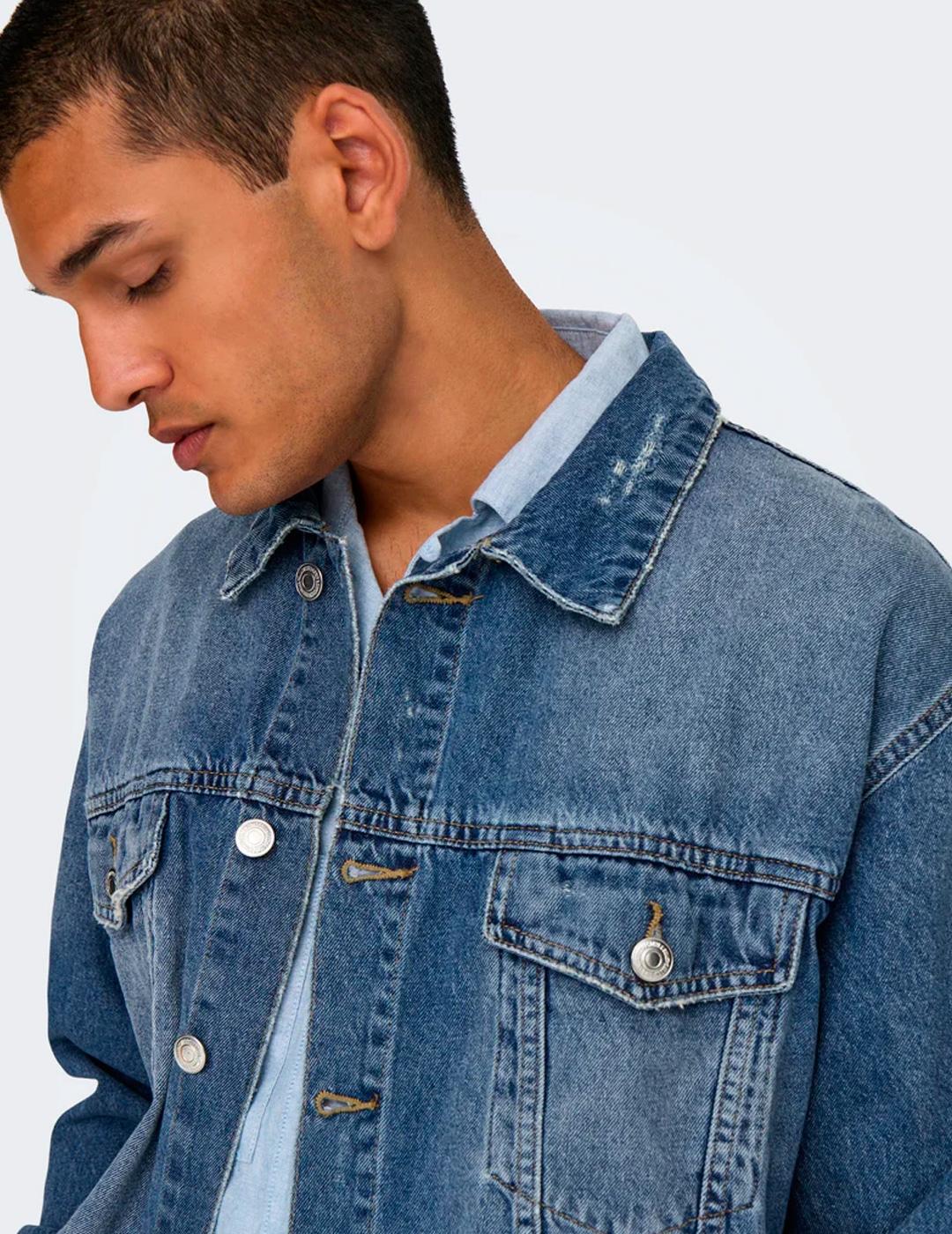 Cazadora vaquera Only & Sons JUST BOX azul denim para hombre