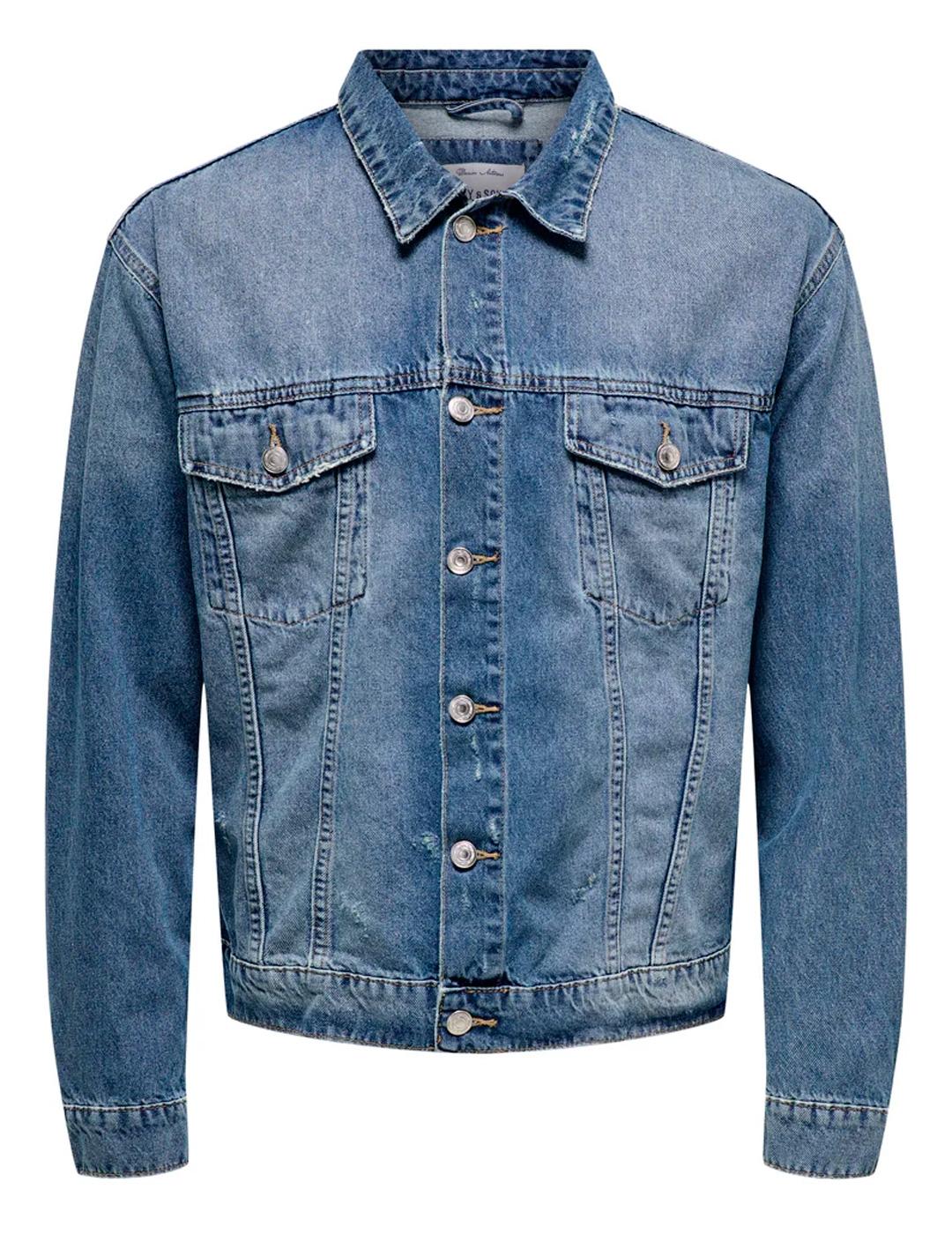 Cazadora vaquera Only & Sons JUST BOX azul denim para hombre
