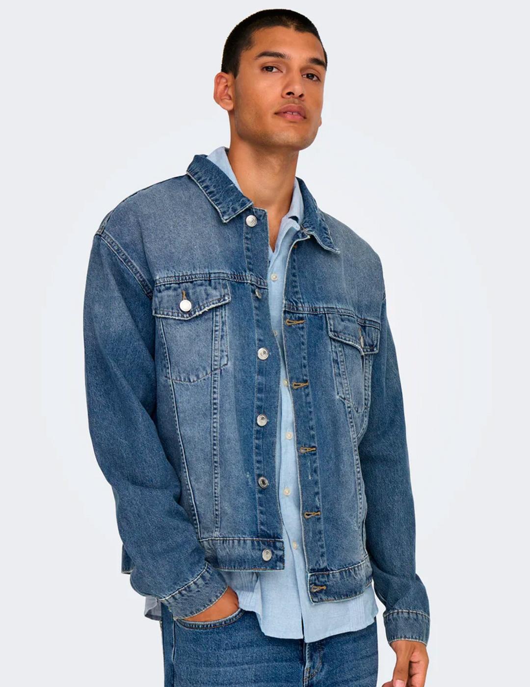 Cazadora vaquera Only & Sons JUST BOX azul denim para hombre