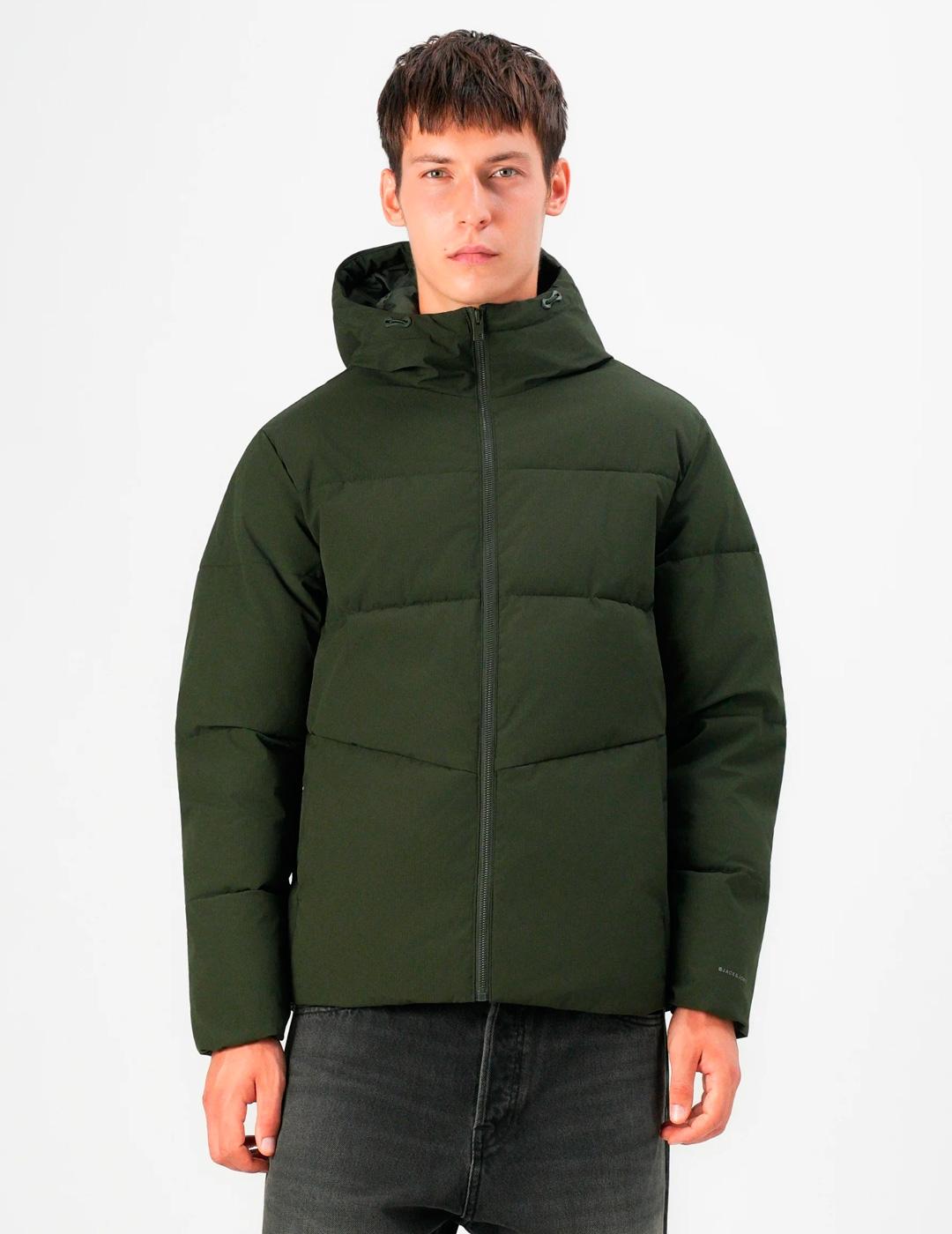 Chaqueta Jack & Jones GLOBAL PUFFER ocre con capucha