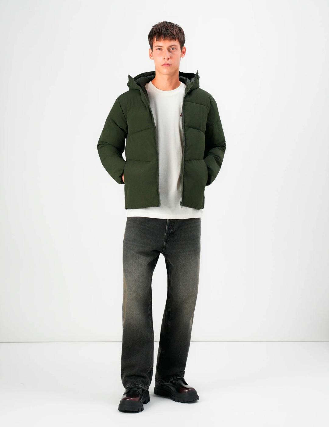 Chaqueta Jack & Jones GLOBAL PUFFER verde con capucha para h