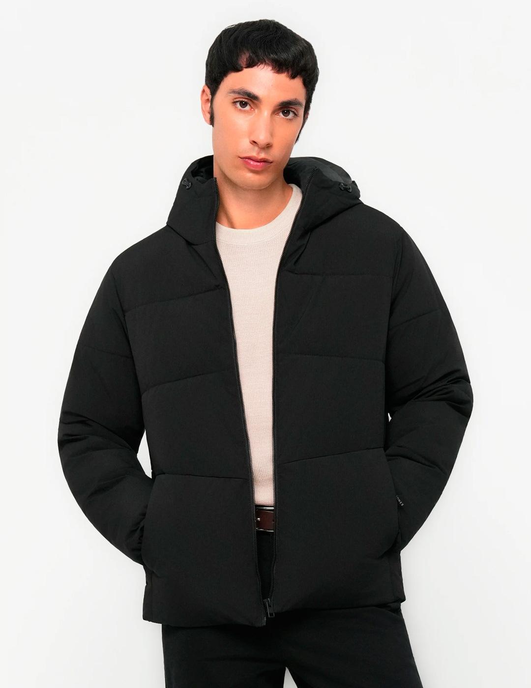 Chaqueta Jack & Jones GLOBAL PUFFER negro con capucha