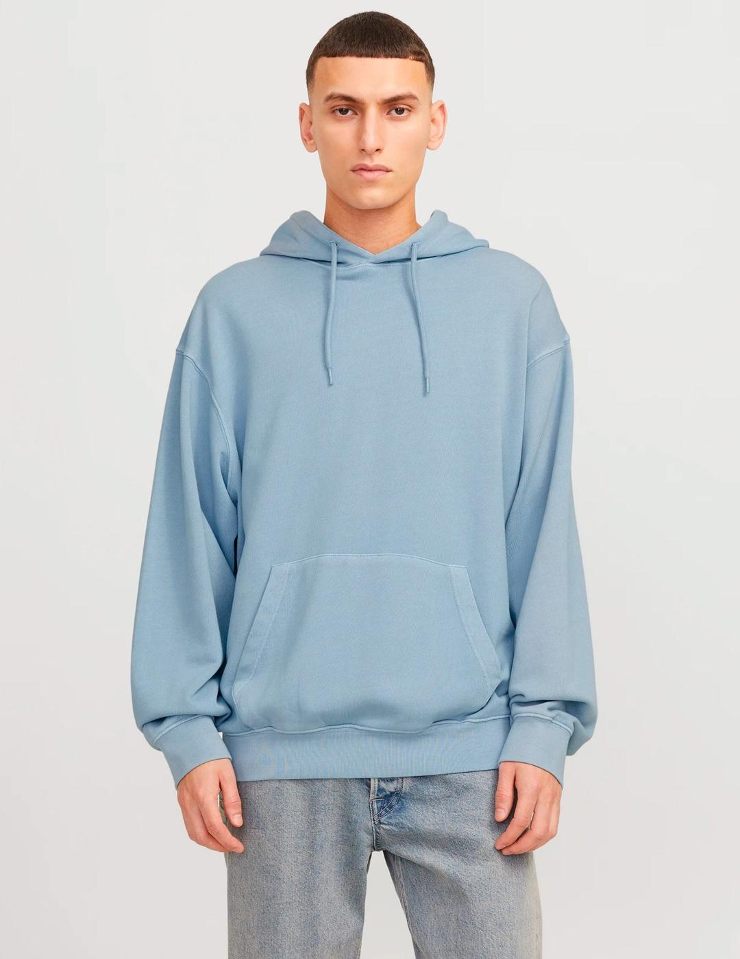 Sudadera Jack & Jones CHARGE azul claro con capucha
