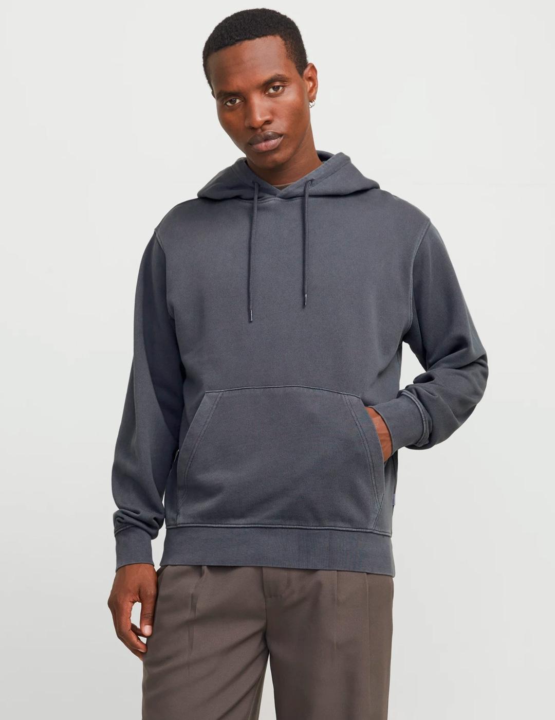 Sudadera Jack & Jones CHARGE gris con capucha para hombre
