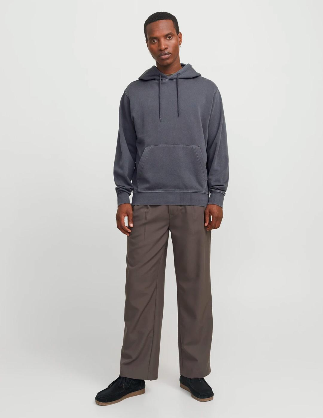 Sudadera Jack & Jones CHARGE gris con capucha para hombre