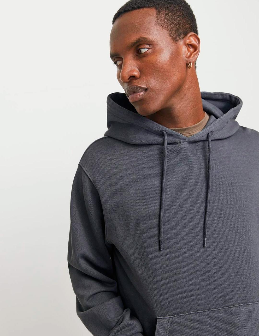 Sudadera Jack & Jones CHARGE gris con capucha para hombre
