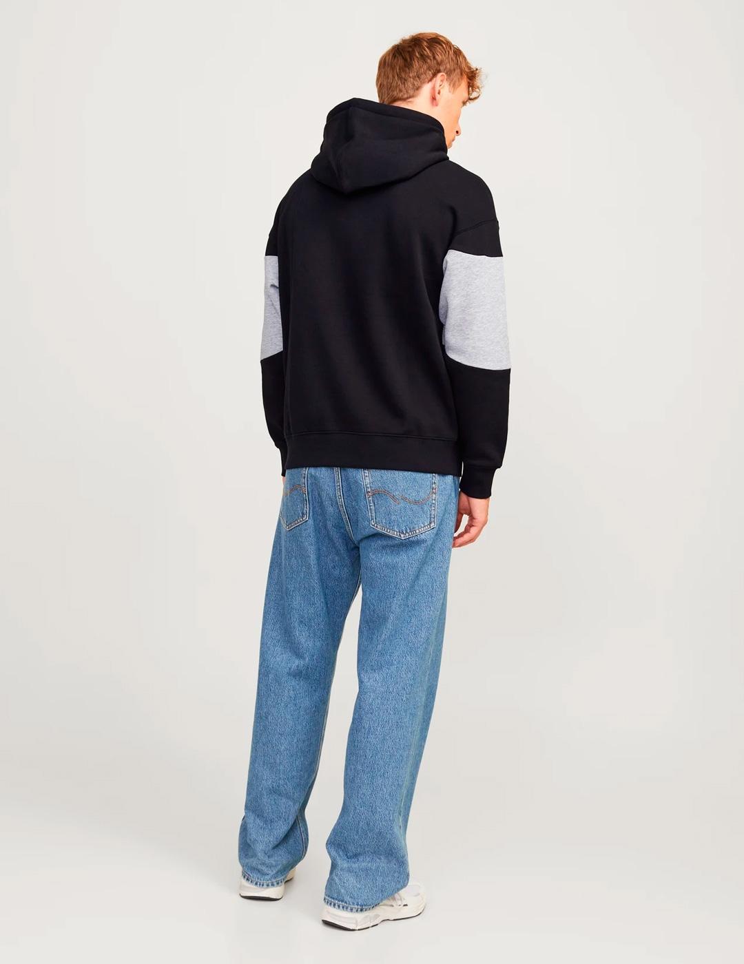 Sudadera Jack & Jones LEGACY negra con capucha para hombre