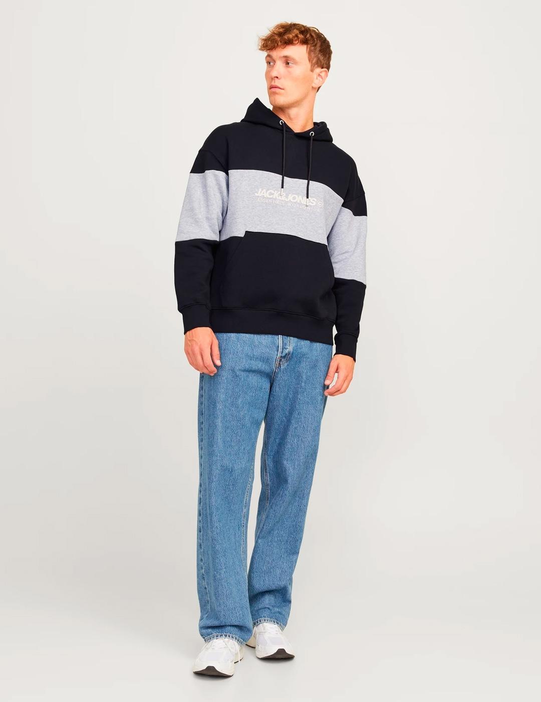 Sudadera Jack & Jones LEGACY negra con capucha para hombre