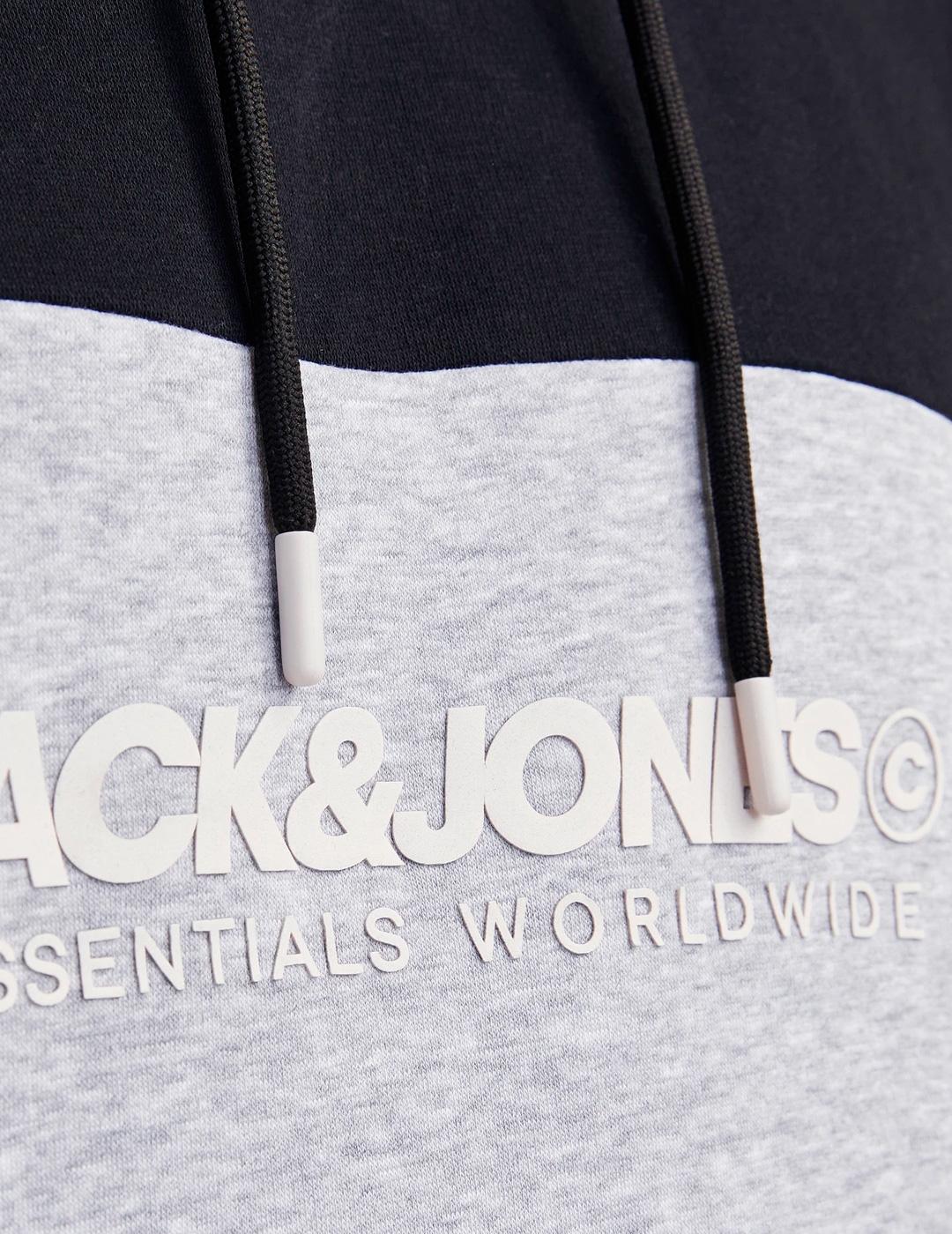 Sudadera Jack & Jones LEGACY negra con capucha para hombre